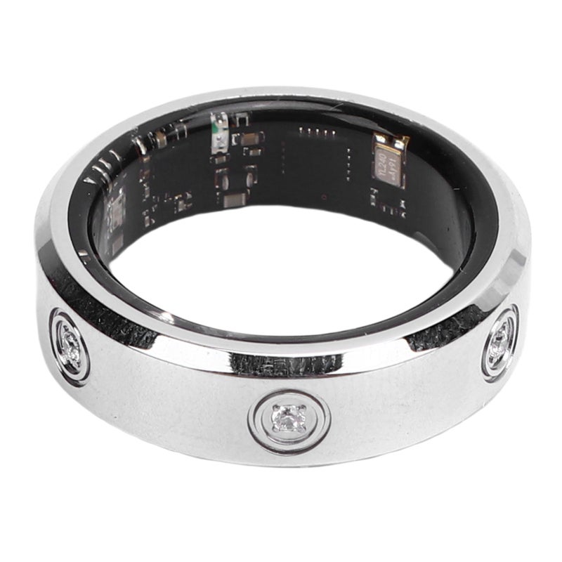 Smart Ring IP68 Waterproof Silver Fitness Tracker - 6.3mm Narrow Comfortable Fit Bluetooth Smart Ring for Fitness Sports Daily Use - Image 4