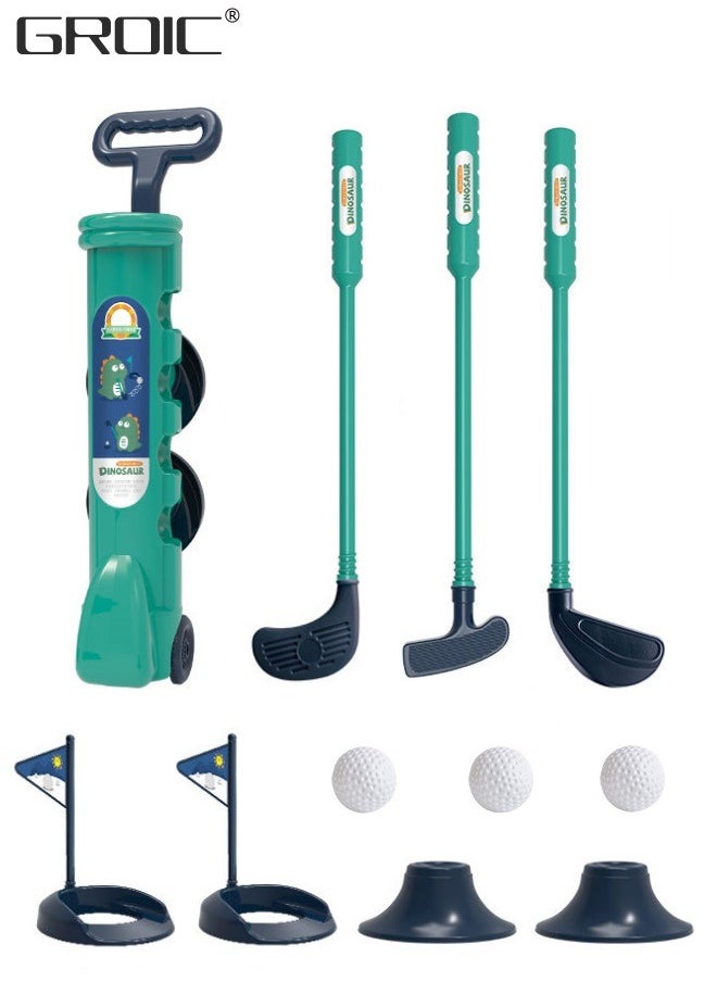 GROIC Kids Golf Clubs Set, Toddler Golf Toy, Early Educational Outdoors Exercise Toy for Kid with 1 Golf Cart, 3 Golf Clubs, 2 Practice Holes, 2 Golf Tees, 2 Golf Flag, 4 Balls  - Image 1
