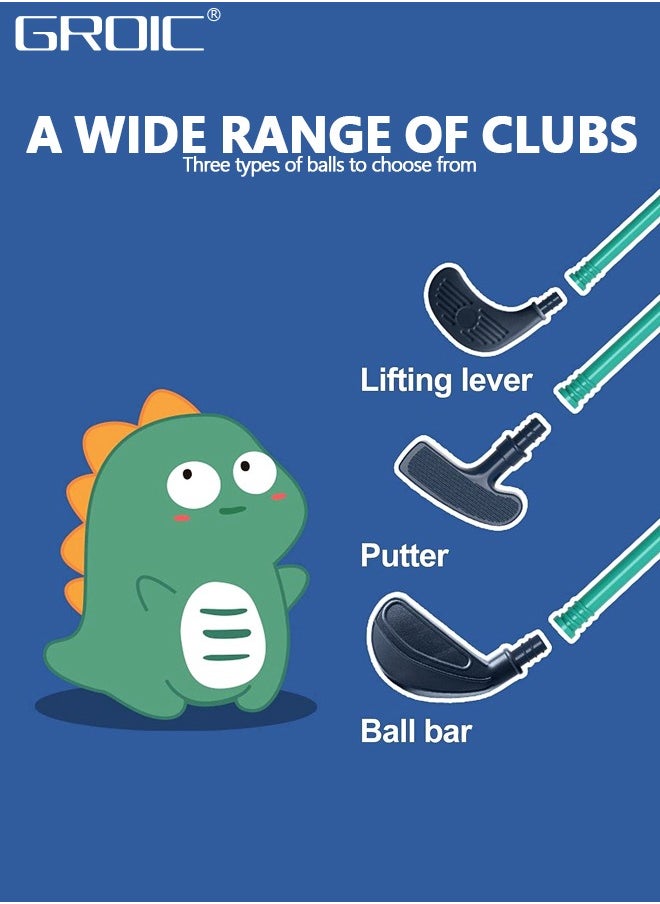 GROIC Kids Golf Clubs Set, Toddler Golf Toy, Early Educational Outdoors Exercise Toy for Kid with 1 Golf Cart, 3 Golf Clubs, 2 Practice Holes, 2 Golf Tees, 2 Golf Flag, 4 Balls  - Image 4