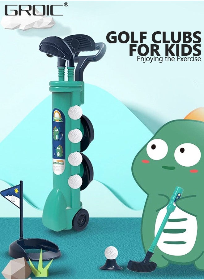 GROIC Kids Golf Clubs Set, Toddler Golf Toy, Early Educational Outdoors Exercise Toy for Kid with 1 Golf Cart, 3 Golf Clubs, 2 Practice Holes, 2 Golf Tees, 2 Golf Flag, 4 Balls  - Image 2