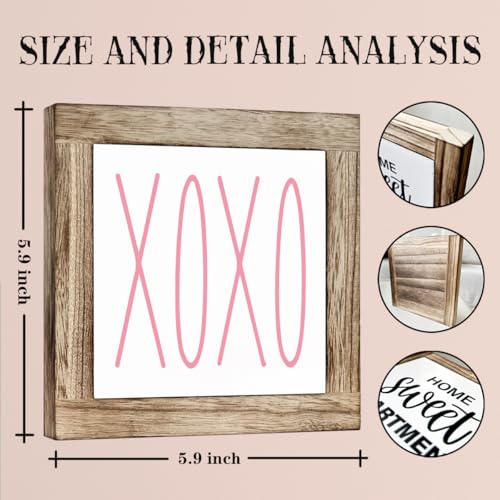 ZPPRJF Pink XOXO Sign, Happy Valentine's Day Wood Sign, Wooden Box Signs for Home Decor, Rustic Farmhouse Table Decor Art, Valentine's Day Gift, Coffee Bar Club Decoration - Image 2