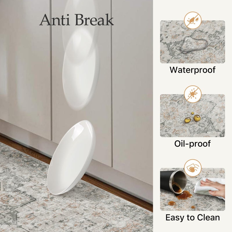 GENIMO Kitchen Mats for Floor 2PCs, Washable Anti Fatigue Mat for Cushioned, 17.3"x59"+17.3"x30", Waterproof Kitchen Rugs, Non Slip Comfort Standing Mat Rug for Home, Sink, Laundry, LightTaupeBrown - Image 5