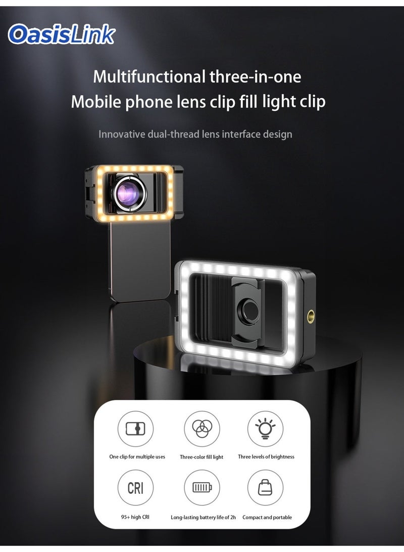 OasisLink 3 - in - 1 Phone Clip Fill Light with 15X Macro Lens, 360° Surround Fill, for Indoor/Night/Cloudy Day Photography, Makeup & Embroidery - Image 4