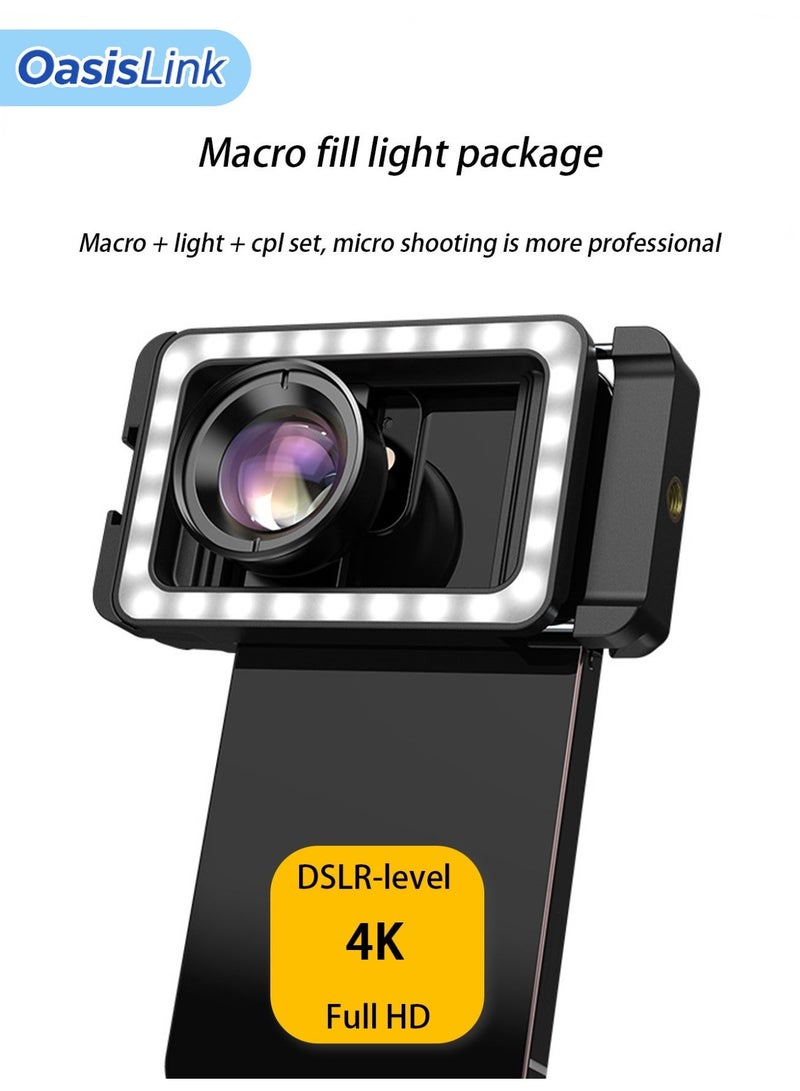 OasisLink 3 - in - 1 Phone Clip Fill Light with 15X Macro Lens, 360° Surround Fill, for Indoor/Night/Cloudy Day Photography, Makeup & Embroidery - Image 5