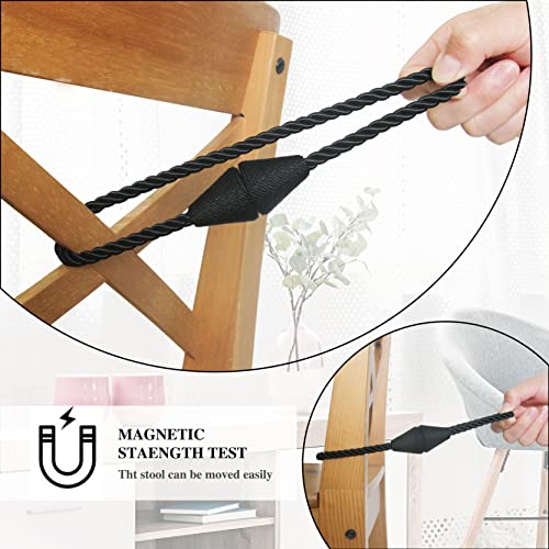 Nieffeiy 6 Pack Magnetic Curtain Tiebacks Rope Modern Handmade Curtain Tie Backs Decorative Drapes Weave Holdbacks for Window Décor, Black - Image 4