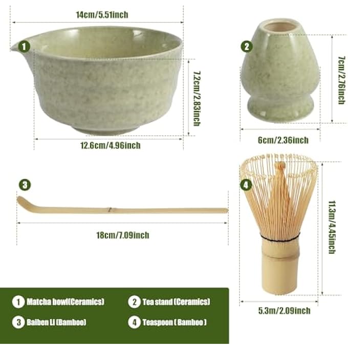 RAYYAN 4Pcs Matcha Whisk Set Elegant Matcha Tea Set Exquisite Matcha Kit With Ceramic Matcha Bowl Matcha Whisk Holder Bamboo Matcha Whisk And Bamboo Scoop Bamboo Tea Steeper Matcha Tools - Image 4