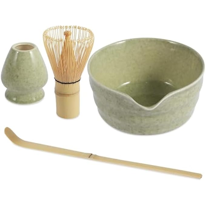 RAYYAN 4Pcs Matcha Whisk Set Elegant Matcha Tea Set Exquisite Matcha Kit With Ceramic Matcha Bowl Matcha Whisk Holder Bamboo Matcha Whisk And Bamboo Scoop Bamboo Tea Steeper Matcha Tools - Image 2