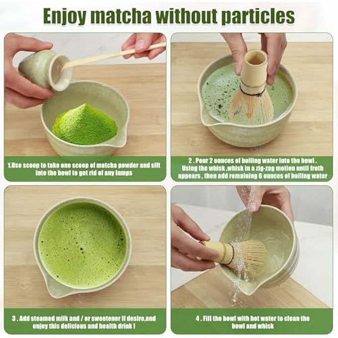 RAYYAN 4Pcs Matcha Whisk Set Elegant Matcha Tea Set Exquisite Matcha Kit With Ceramic Matcha Bowl Matcha Whisk Holder Bamboo Matcha Whisk And Bamboo Scoop Bamboo Tea Steeper Matcha Tools - Image 5