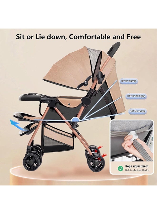 Two-Way Foldable Lightweight Stroller, Travel Umbrella Stroller, Baby Strollers and Toddler Strollers with Large Storage Basket and Canopy, Reclining Seat, Child Tray, Compact for Travel - Image 4