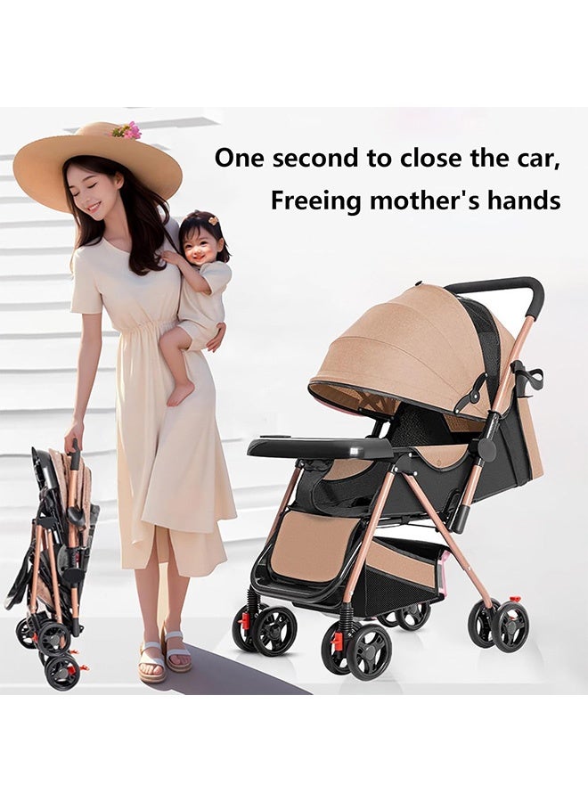 Two-Way Foldable Lightweight Stroller, Travel Umbrella Stroller, Baby Strollers and Toddler Strollers with Large Storage Basket and Canopy, Reclining Seat, Child Tray, Compact for Travel - Image 2