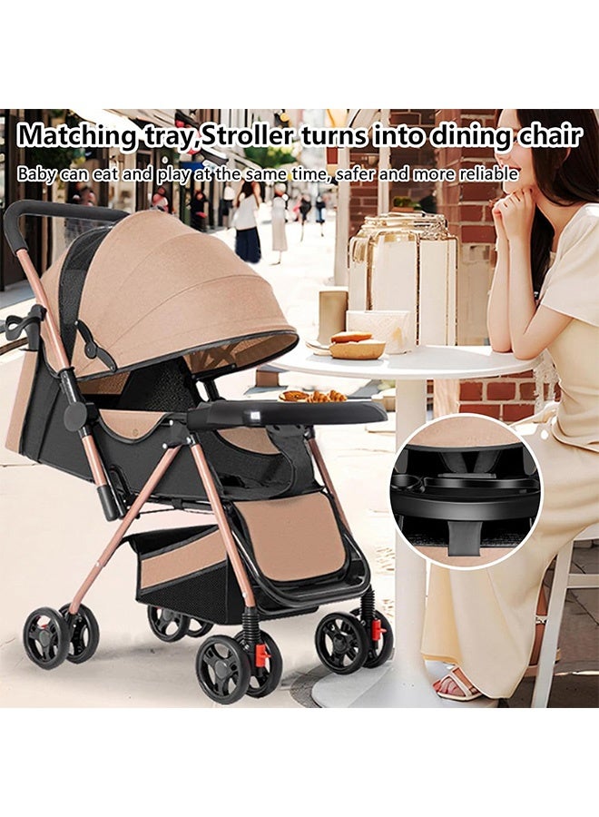 Two-Way Foldable Lightweight Stroller, Travel Umbrella Stroller, Baby Strollers and Toddler Strollers with Large Storage Basket and Canopy, Reclining Seat, Child Tray, Compact for Travel - Image 3