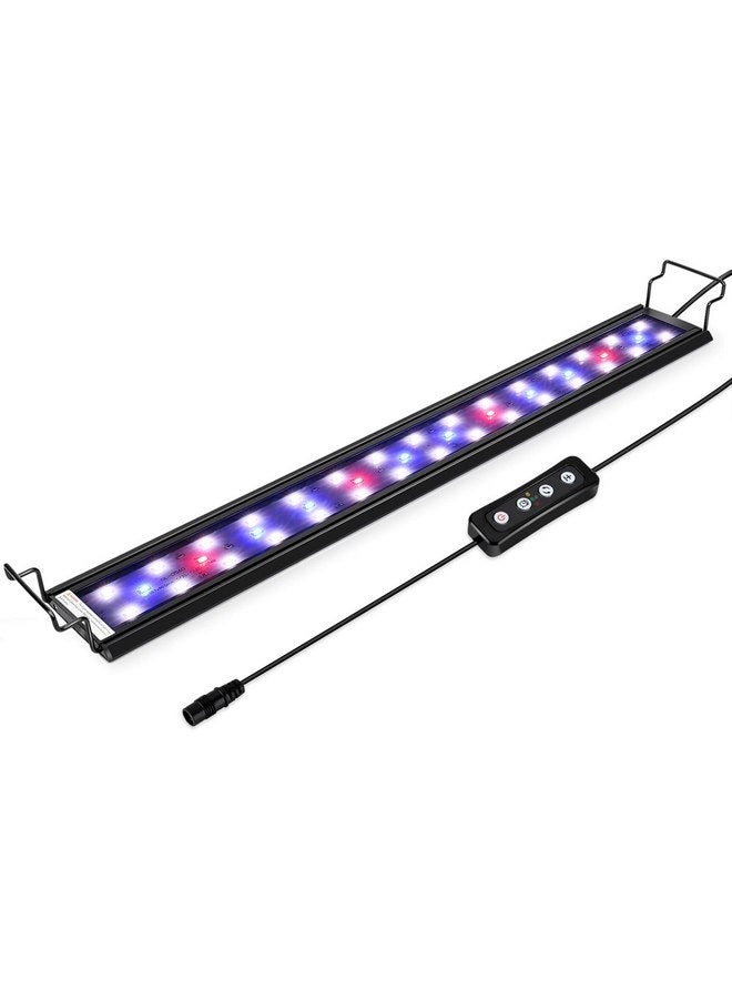 هايغر مصباح حوض السمك هايجر 9 وات كامل الطيف مع غلاف من سبائك الألومنيوم وأقواس قابلة للتمديد، مصابيح LED باللونين الأبيض والأزرق والأحمر، وحدة تحكم خارجية، لحوض الأسماك العذبة (12-18 بوصة) - Image 1