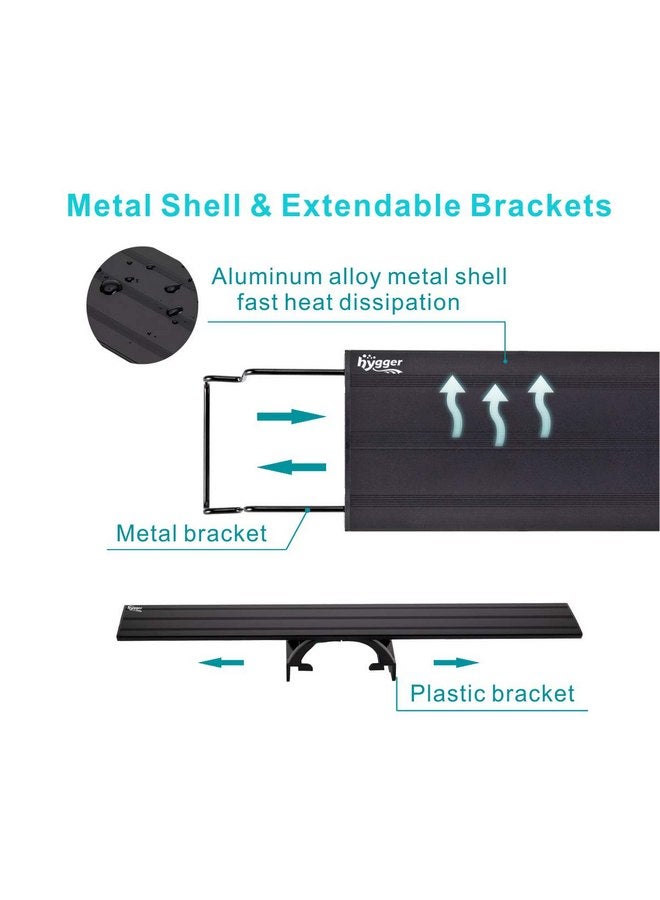 هايغر مصباح حوض السمك هايجر 9 وات كامل الطيف مع غلاف من سبائك الألومنيوم وأقواس قابلة للتمديد، مصابيح LED باللونين الأبيض والأزرق والأحمر، وحدة تحكم خارجية، لحوض الأسماك العذبة (12-18 بوصة) - Image 4