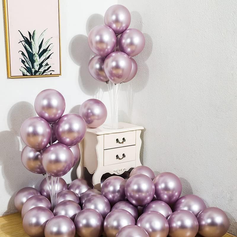 Flyloons 25 pcs Light Pink Metallic Chrome Balloons for Birthday Decoration items celebration Anniversary Girls Boys Men Women - Image 2