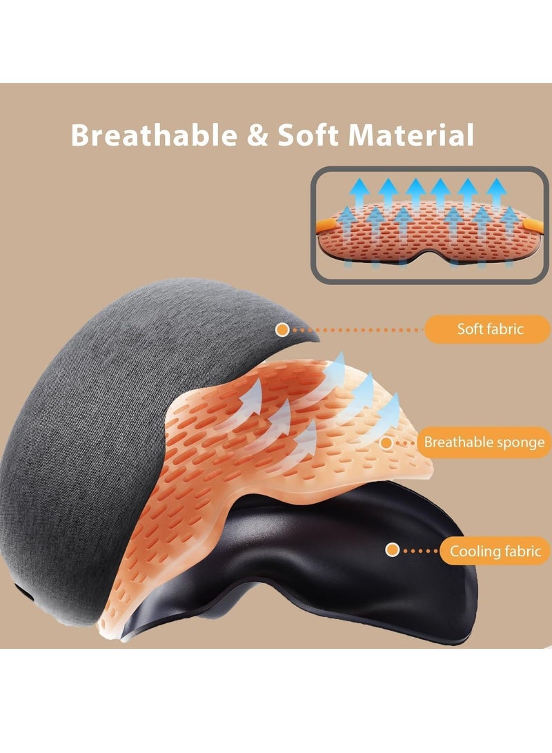 GUDOO Noise Cancelling Sleep Mask with Ear Plugs 3D Sleeping Eye Mask for Women Men Adjustable Blindfold Eye Covers for Sleep Travel Airplane  Grey - Image 2