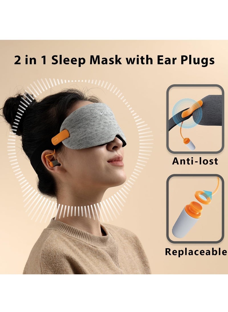 GUDOO Noise Cancelling Sleep Mask with Ear Plugs 3D Sleeping Eye Mask for Women Men Adjustable Blindfold Eye Covers for Sleep Travel Airplane  Grey - Image 3