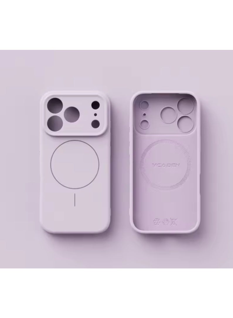 Luxury silicone case for iPhone 17 Pro Max with a soft, padded interior - Light Purple - Image 1