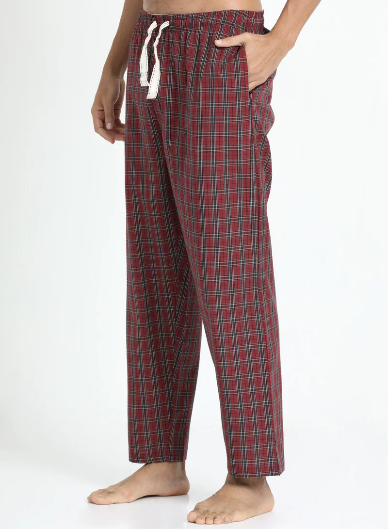 victor and jane Men's Cotton Pyjama Sets with Round Neck T-shirt in Beige and Woven long pants