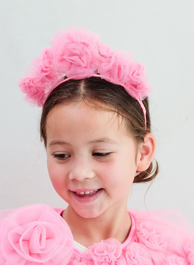 Mimi & Lula PINK RUFFLE FLOWER HEADDRESS