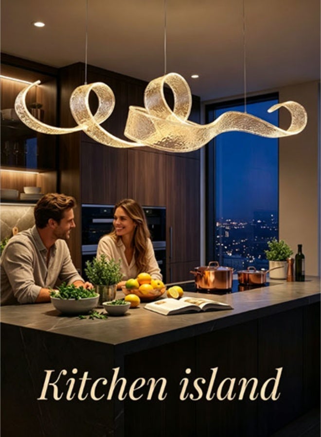 Ribbon Chandelier,Acrylic Pendant Light,Ribbon Chandelier,Acrylic pendant light,Contemporary Art Ribbon Design Acrylic LED Hanging Pendant Light Dimmable Integrated LED Ceiling Chandelier Ideal for Kitchen Island Dining Space Living Room Villa Home Lighting - Image 2