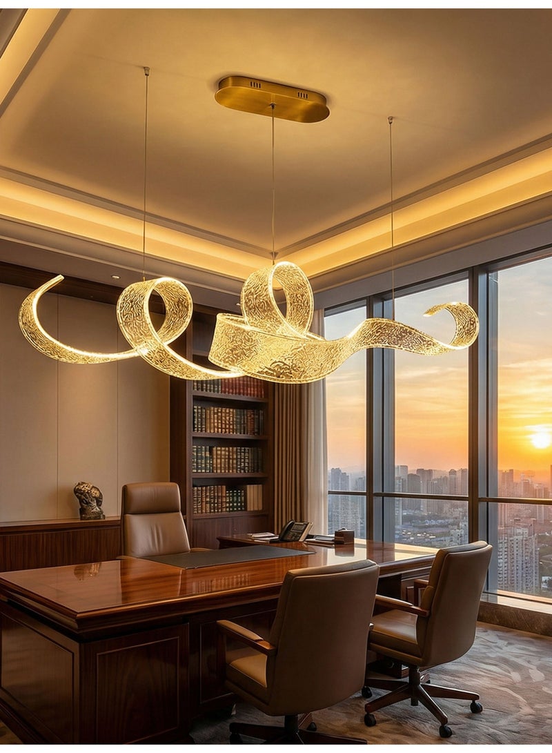 Ribbon Chandelier,Acrylic Pendant Light,Ribbon Chandelier,Acrylic pendant light,Contemporary Art Ribbon Design Acrylic LED Hanging Pendant Light Dimmable Integrated LED Ceiling Chandelier Ideal for Kitchen Island Dining Space Living Room Villa Home Lighting - Image 1