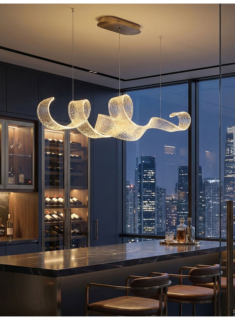 Ribbon Chandelier,Acrylic Pendant Light,Ribbon Chandelier,Acrylic pendant light,Contemporary Art Ribbon Design Acrylic LED Hanging Pendant Light Dimmable Integrated LED Ceiling Chandelier Ideal for Kitchen Island Dining Space Living Room Villa Home Lighting - Image 5