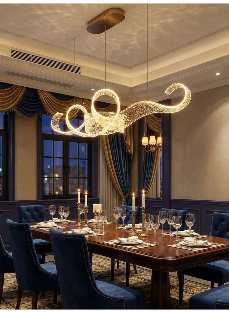 Ribbon Chandelier,Acrylic Pendant Light,Ribbon Chandelier,Acrylic pendant light,Contemporary Art Ribbon Design Acrylic LED Hanging Pendant Light Dimmable Integrated LED Ceiling Chandelier Ideal for Kitchen Island Dining Space Living Room Villa Home Lighting - Image 3
