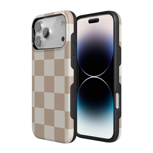 Casely iPhone 17 Pro Max Case Fit Check Neutral Checkerboard Bold Protective Design Compatible with MagSafe - Image 3