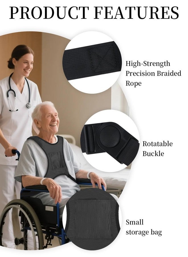 Diltik Wheelchair Seat Belt Harness for Adults, Adjustable Safety Vest with Pocket, Chest Harness Strap for Elderly Seniors and Disabled Patients to Prevent Sliding - Black - Image 4