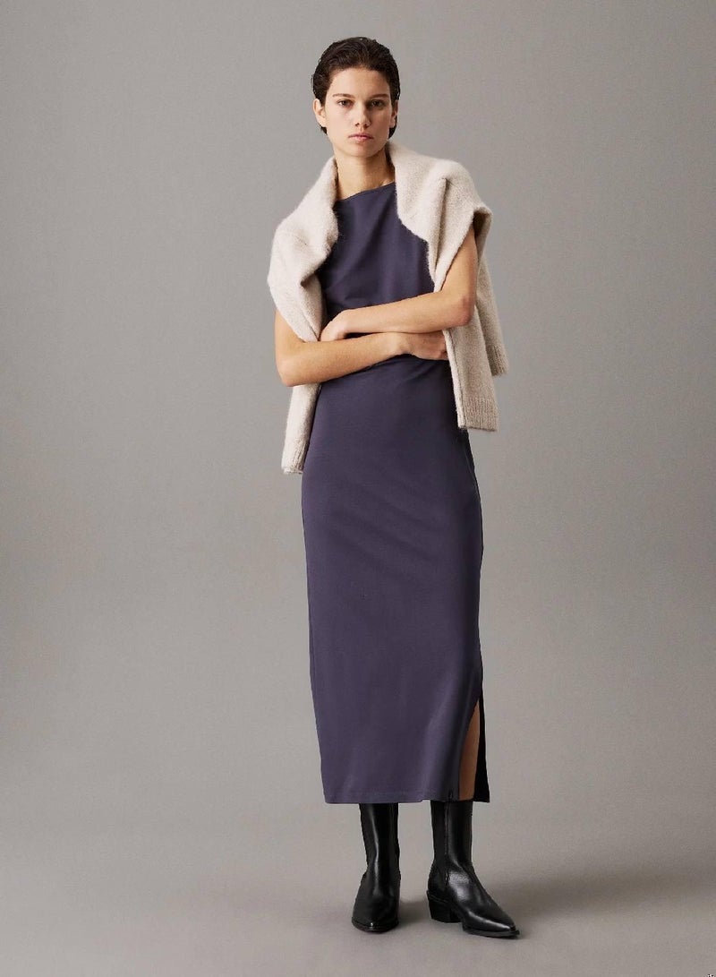 كالفن كلاين جينز فستان من قماش جيرسيه ميلانو مزين بفتحات - Image 1