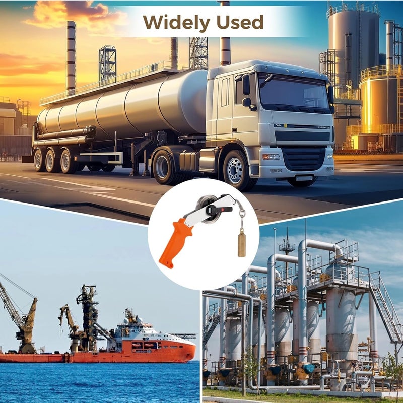 33-Foot Oil Tank Gauging Tape, Stainless Steel with Double-Sided Engraving, Brass Plumb Bob and Explosion-Proof Design, Includes Handle - Image 4