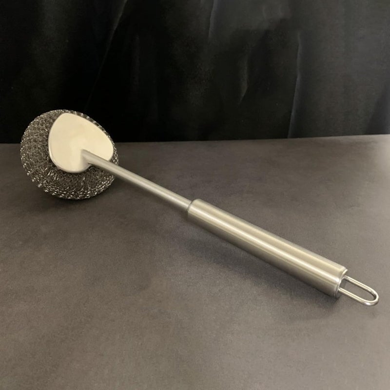 windforgecraft Steel Scrubber with Handle | Metal Scrubber Cleaning Brush with Long Handle | Reusable Scouring Pad Stainless Steel Brush Sturdy for Sink Tiles Pans Pots Borato - Image 3