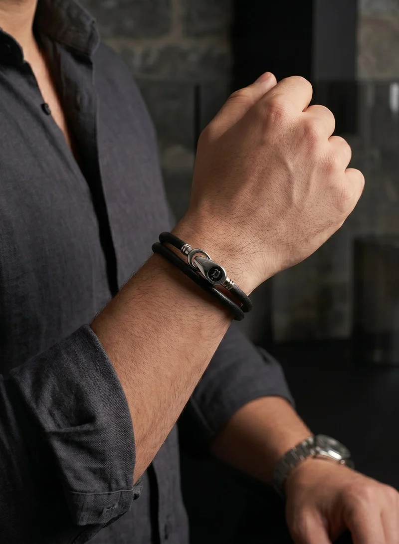 Police  Black Leather Bracelet for Men for Men | Best Price UAE