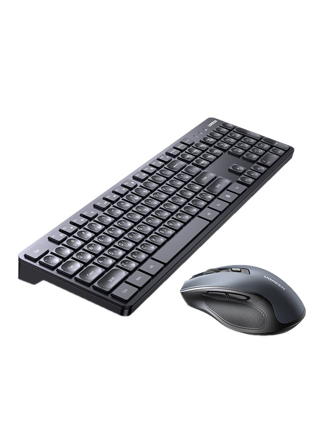Ugreen Arabic & English Silent Wireless Keyboard and Mouse Combo For Windows, MacOS, 2.4 GHz Wireless USB Receiver, Full-Sized Keyboard And Comfortable Mouse, Compatible With PC & Laptop - Image 1