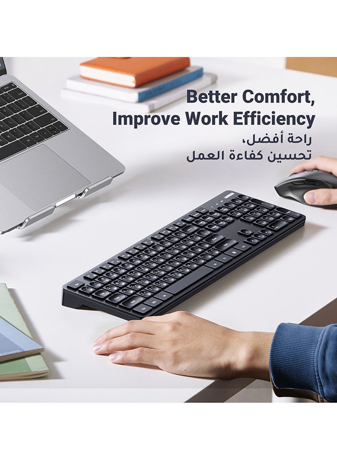 Ugreen Arabic & English Silent Wireless Keyboard and Mouse Combo For Windows, MacOS, 2.4 GHz Wireless USB Receiver, Full-Sized Keyboard And Comfortable Mouse, Compatible With PC & Laptop - Image 4