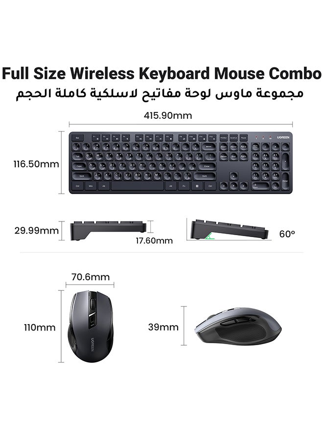 Ugreen Arabic & English Silent Wireless Keyboard and Mouse Combo For Windows, MacOS, 2.4 GHz Wireless USB Receiver, Full-Sized Keyboard And Comfortable Mouse, Compatible With PC & Laptop - Image 5