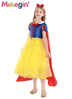 MEBEGIN White Snow Costume with Red Cloak, Deluxe White Snow Princess Dress with Exquisite Craftsmanship, Fancy Elegant Princess Dress Up for Girls, Suitable for Role-playing and Themed Parties, Perfect Gift for Girls  - Image 2