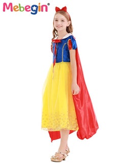 MEBEGIN White Snow Costume with Red Cloak, Deluxe White Snow Princess Dress with Exquisite Craftsmanship, Fancy Elegant Princess Dress Up for Girls, Suitable for Role-playing and Themed Parties, Perfect Gift for Girls  - Image 3
