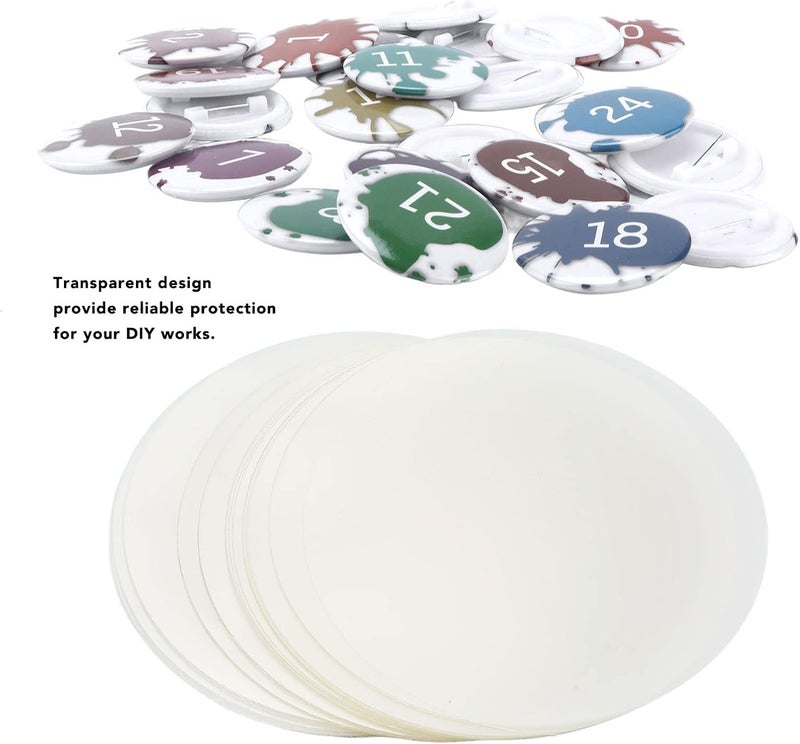 LiebeWH 200 Sheets Transparent Badge Film Button Maker Supplies Clear PVC Badge Protective Film for Craft DIY Protection (56MM) - Image 5