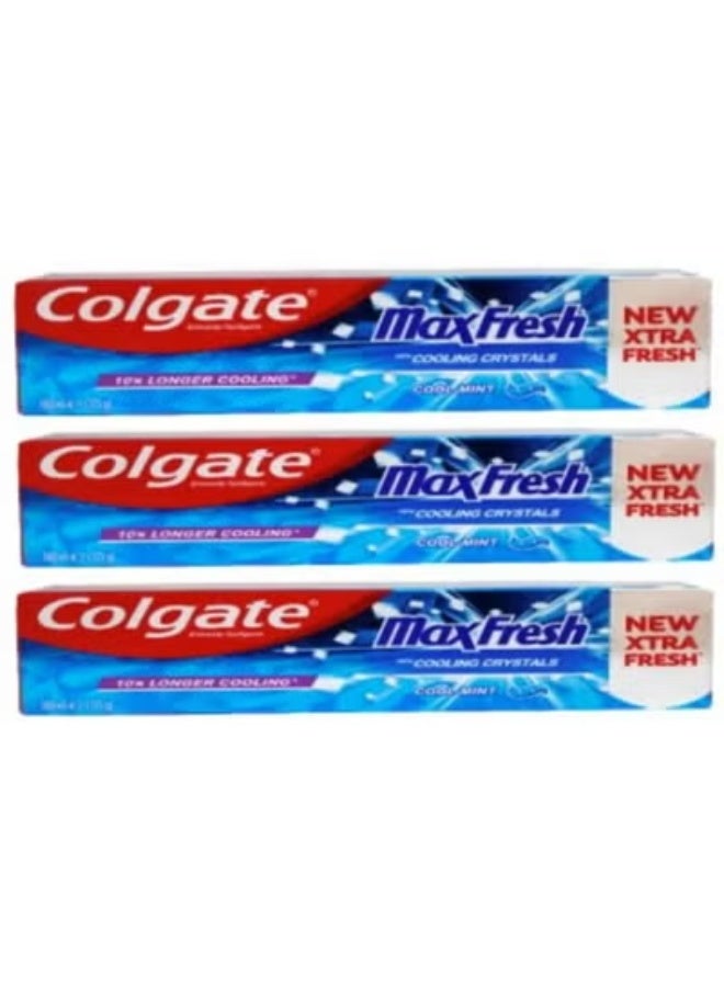 كولجيت 3عبوات معجون أسنان بالفلورايد ماكس فريش ببلورات التبريد أزرق 100ملليلتر - Image 1