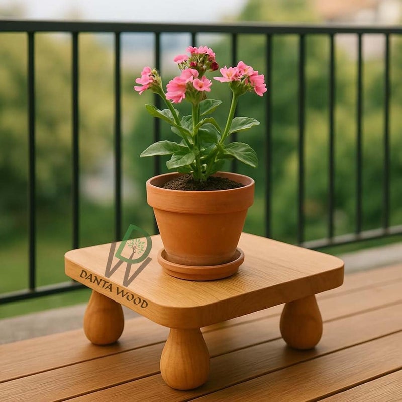 Dantawood Pine Wooden Single Planter Stand for Balcony Indoor Outdoor Garden Flower Succulent Plant Pot Holder (7 Inch Round, 1)[Size-L-7,W-7,H-4] - Image 3