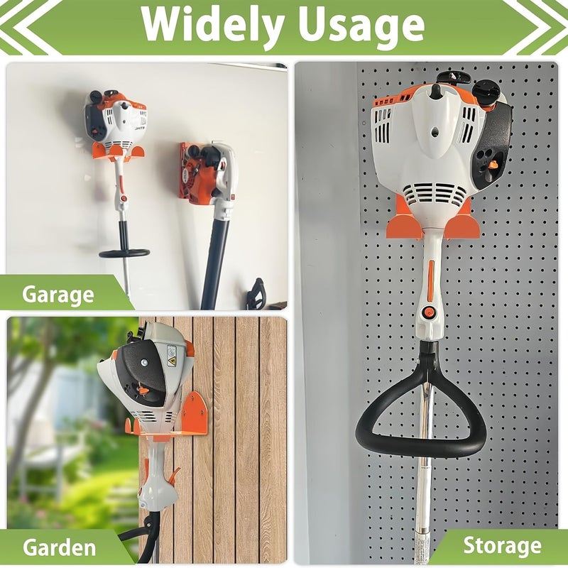 Orange Heavy Duty Wall Mounted Trimmer Rack Garage Organizer For Weed Wacker And Lawnmower - Image 3