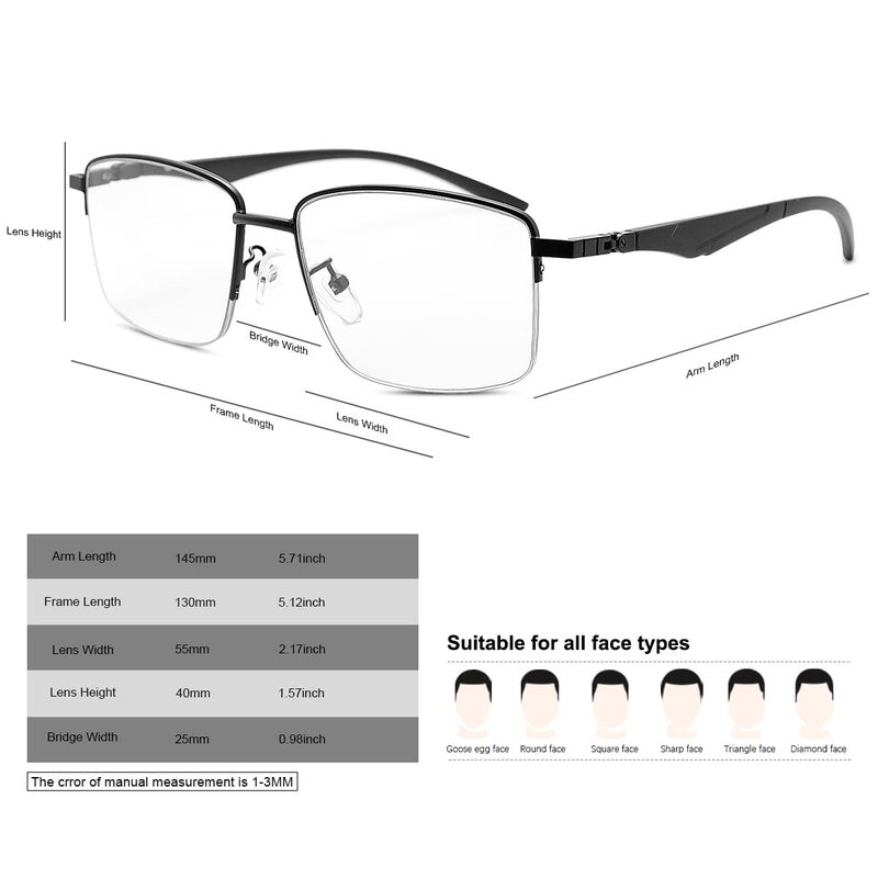YIMI Progressive Photochromic Multifocus Reading Glasses Sun Readers Computer Anti Eyestrain Eyeglasses for Men Women(Black, 2.50, multiplier_x) - Image 3
