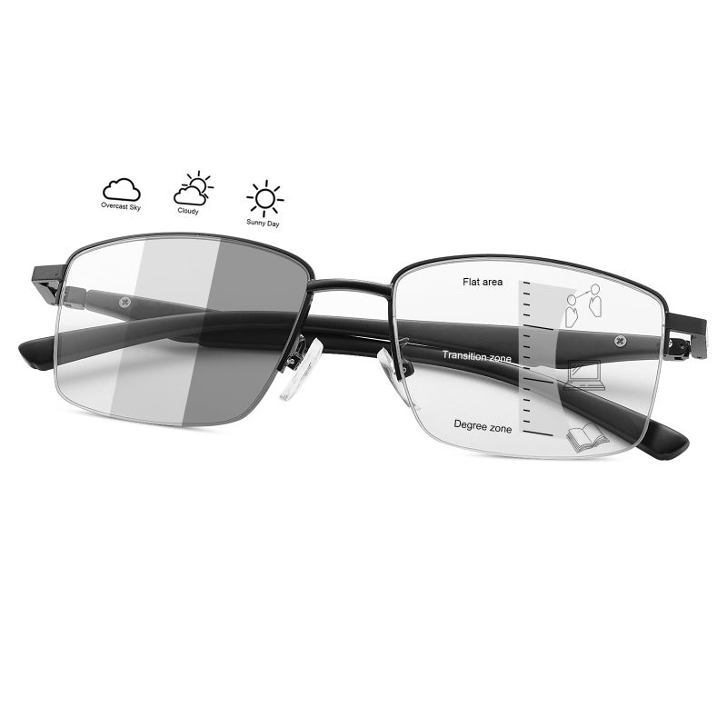 YIMI Progressive Photochromic Multifocus Reading Glasses Sun Readers Computer Anti Eyestrain Eyeglasses for Men Women(Black, 2.50, multiplier_x) - Image 1