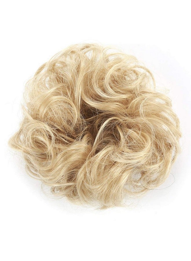 ASUITOFK Suitofk Messy Bun Hair Piece Thick Updo Scrunchies Synthetic Hair Extensions Ponytail Hair Wig Hairpiece Pale Golden Blonde & Bleach Blonde Mixed - Image 3