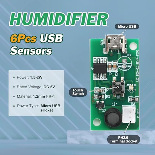 Starry 6Pcs USB Humidifier Module 5V Humidifieration Atomizer Spray Circuit Ultrasonic Humidifier Board Atomization Plate Disc Drive Board DIY Home - Image 3