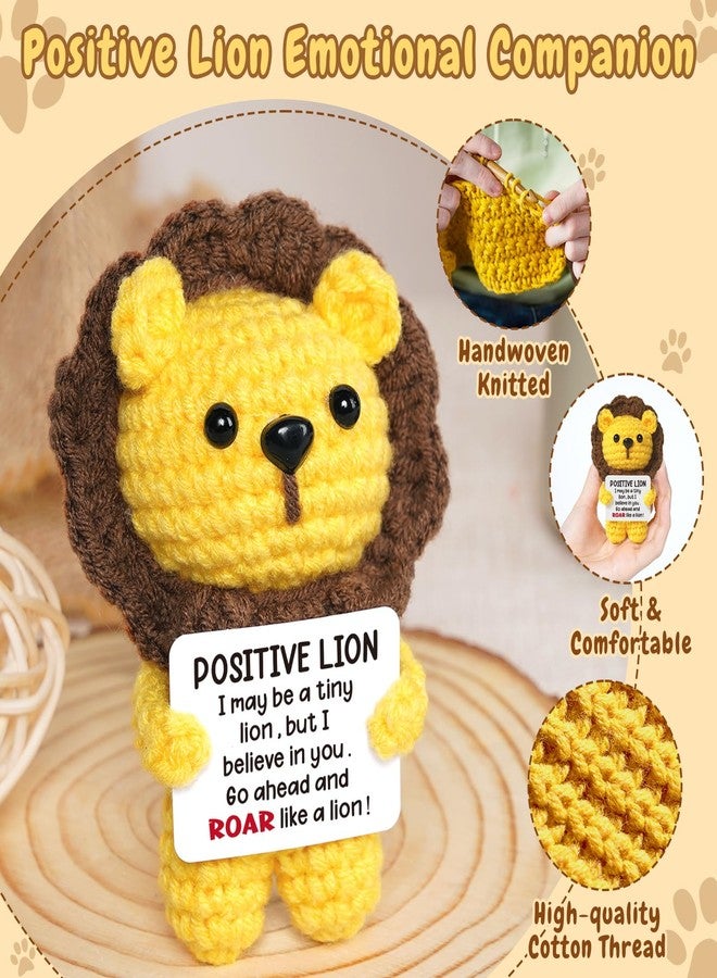 Hudiegify Mini Positive Crochet Lion, Handmade Emotional Support Crochet Inspirational Gifts for Women, Cute Crochet Stuffed Animal Plush, Stress Relief Gift for Women, Birthday Gift Idea - Image 4