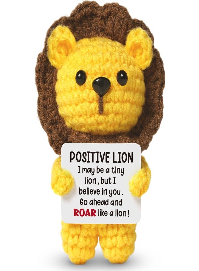 Hudiegify Mini Positive Crochet Lion, Handmade Emotional Support Crochet Inspirational Gifts for Women, Cute Crochet Stuffed Animal Plush, Stress Relief Gift for Women, Birthday Gift Idea - Image 1