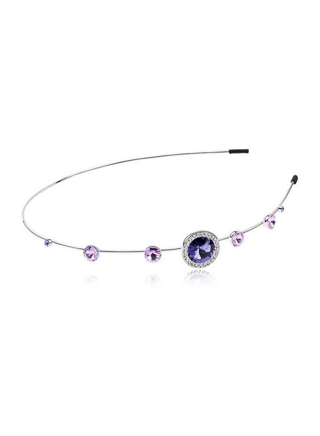 طوق للرأس مرصع بالكريستال أرجواني / فضي