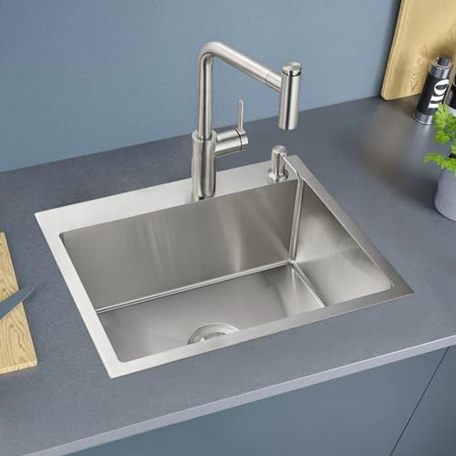 ROVOGO 20 inch Drop in Bar Sink 304 Stainless Steel, 20"x16" Wet Bar Prep Sink Single Bowl for Small Kitchen, 9" Deep Sink Top Mount with 2-Hole & Drain Assembly, Brushed - Image 2